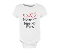 Green Turtle T-Shirts Notre 1ere Fête des Pères Body Bébé Manche Courte 9-12 Mois Blanc