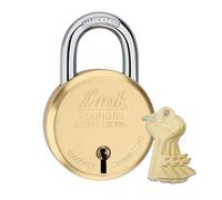 Green Velly 8 Levers 65mm Round Brass Body Padlock| Hardened Shackle|Double Locking | Brass Finish Home Door Lock with 4 Brass Keys| Made in India| (Gold, Pack of 1)