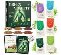 Green Vitality BIO Kit de croissance de germes 6 mélanges vitaux pour le verre de germe et le tamis de cresson - Kit de démarrage Microgreens avec graines germées de haute qualité pour une