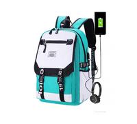 (Green)Waterproof Large Capacity Backpack USB Charging Port Design for Elementary and Middle School