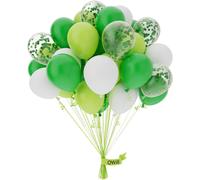 Green White Balloon, 50 X 10 Inch Natural Latex, Light Green Confetti Balloons, Birthday Balloons, Birthday Balloons For Girls, Boys, Birthday, Party Decorations, Baby Shower, Celebrations