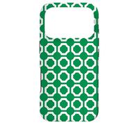 Green White Connected Hexagon Ring Circle Geometric Pattern Coque pour iPhone 17 Pro