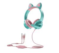 Green With No Box Casque de jeu filaire avec microphone, oreille de chat mignonne, écouteurs à réduction de bruit, commutateur PC, PS4, Xbox, nouveauté ""Nipseyteko
