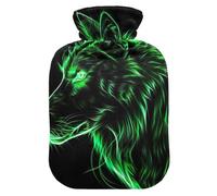 Green Wolf Bouillotte noire avec housse souple pour les mains et les pieds Cadeau d'hiver pour soulager la douleur