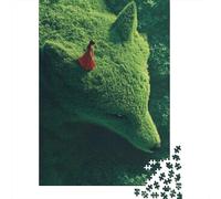 Green Wolf Statue with Girl Plaque en Métal Vintage 52x38cm/1000pcs pour Le Pub Ou Le Café, Idée De Cadeau À Noël pour Les Passionnés De Plaques Murales