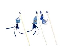 GREENADSCAPE 3pièces Bois avec Poupée Bleu pour Chat Jouet Interactif avec Pendentifs Poisson Souris Et Bloc Carré Accessoires Amusants pour Chats