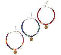 GREENADSCAPE Collier pour Chat De Style avec Clochette Lot De 3 Pièces Fournitures pour Animaux De Compagnie Corde en Coton Réglable pour Tailles