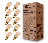 greenandco 10x Ampoule à LED Décorative Style Vintage | E27 T45 | ambre | 4W 200lm | 1800K blanc très chaud | 320° | 230V | aucun scintillement | non-dimmable