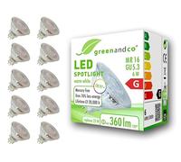 greenandco 10x Ampoule LED MR16 GU5.3 | CRI 97+ | 6W 360 lm | 2700K blanc chaud | 110° | 12V AC/DC | non dimmable