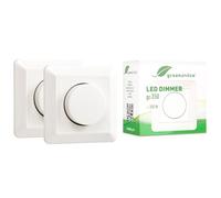 greenandco 2x gc-350 Variateur encastré | pour LED et halogène | 1-350 watts | convient aussi pour les ampoules traditionnelles et pour les circuits va-et-vient | blanc