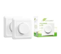 greenandco 2x Interrupteur Variateur de Lumière LED 230V 1-200W, avec cache | Variateur LED, Interrupteur va et vient, aussi pour ampoules à incandescence et halogènes, encastré