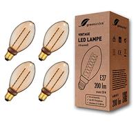 greenandco 4x Ampoule à LED Décorative Style Vintage | E27 B75 | ambre | 4W 200lm | 1800K blanc très chaud | 320° | 230V | aucun scintillement | non-dimmable