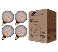 greenandco 4x Ampoule à LED Décorative Style Vintage | E27 G125 | gris fumé | 4W 100lm | 1800K blanc très chaud | 320° | 230V | aucun scintillement | non-dimmable
