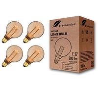greenandco 4x Ampoule à LED Décorative Style Vintage | E27 G95 | ambre | 4W 200lm | 1800K blanc très chaud | 320° | 230V | aucun scintillement | non-dimmable