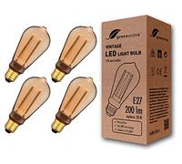 greenandco 4x Ampoule à LED Décorative Style Vintage | E27 ST64 | ambre | 4W 200lm | 1800K blanc très chaud | 320° | 230V | aucun scintillement | non-dimmable
