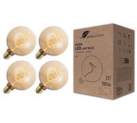 greenandco 4x ampoule à LED design vintage à intensité variable pour l'éclairage d'ambiance | E27 G125 | 4,9W 200lm | 1800K (blanc très chaud) | 320° | 230V | ambre | aucun scintillement