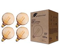 greenandco 4x Ampoule à LED dimmable | Décorative Style Vintage | E27 G125 | ambre | 3,5W 120lm | 1800K blanc très chaud | 320° | 230V | aucun scintillement