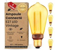 greenandco 4x Ampoule connecté E27 LED Vintage ST64 ambre 3,8W 160lm 1800K | Ampoule Alexa WiFi décorative, blanc très chaud, aucun scintillement, dimmable, compatible avec Alexa et Google Assistant