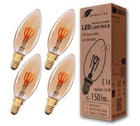 greenandco 4x Ampoule E14 Vintage C35 2W 150lm blanc extra chaud, ambre | Ampoule décorative 2000K, angle de diffusion 360°, 230V, sans scintillement, non dimmable, ampoule filament