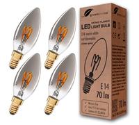 greenandco 4x Ampoule E14 Vintage C35 2W 70lm blanc extra chaud, gris | Ampoule décorative 1800K, angle de diffusion 360°, 230V, sans scintillement, non dimmable, ampoule filament