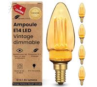 greenandco 4x Ampoule E14 Vintage dimmable LED C35 ambre 2,3W 65lm 1800K | Ampoule décorative, blanc très chaud, aucun scintillement, dimmable