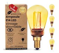 greenandco 4x Ampoule E14 Vintage dimmable LED ST45 ambre 2,3W 65lm 1800K | Ampoule décorative, blanc très chaud, aucun scintillement, dimmable