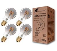 greenandco 4x Ampoule E27 Vintage A60 3W 90lm blanc extra chaud, gris | Ampoule décorative 1800K, angle de diffusion 360°, 230V, sans scintillement, non dimmable, ampoule filament