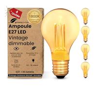 greenandco 4x Ampoule E27 Vintage dimmable LED A60 ambre 2,3W 65lm 1800K | Ampoule décorative, blanc très chaud, aucun scintillement, dimmable