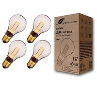 greenandco 4x Ampoule E27 Vintage dimmable LED A60 clair 2,3W 65lm 1800K | Ampoule décorative, blanc très chaud, aucun scintillement, dimmable
