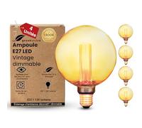 greenandco 4x Ampoule E27 Vintage dimmable LED G125 ambre 3,5W 120lm 1800K | Ampoule décorative, blanc très chaud, aucun scintillement, dimmable
