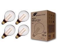 greenandco 4x Ampoule E27 Vintage dimmable LED G95 clair 3,5W 120lm 1800K | Ampoule décorative, blanc très chaud, aucun scintillement, dimmable