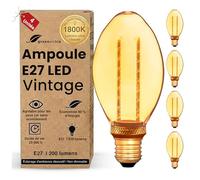 greenandco 4x Ampoule E27 Vintage LED B75 ambre 4W 200lm 1800K | Ampoule décorative, blanc très chaud, aucun scintillement, non-dimmable