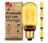 greenandco 4x Ampoule E27 Vintage LED T45 ambre 4W 200lm 1800K | Ampoule décorative, blanc très chaud, aucun scintillement, non-dimmable
