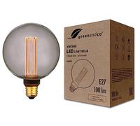 greenandco Ampoule à LED Décorative Style Vintage | E27 G125 | gris fumé | 4W 100lm | 1800K blanc très chaud | 320° | 230V | aucun scintillement | non-dimmable