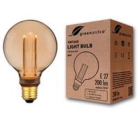 greenandco Ampoule à LED Décorative Style Vintage | E27 G95 | ambre | 4W 200lm | 1800K blanc très chaud | 320° | 230V | aucun scintillement | non-dimmable