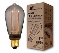 greenandco Ampoule à LED Décorative Style Vintage | E27 ST64 | gris fumé | 4W 100lm | 1800K blanc très chaud | 320° | 230V | aucun scintillement | non-dimmable