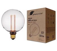 greenandco Ampoule à LED dimmable | Décorative Style Vintage | E27 G125 | clair | 3,5W 120lm | 1800K blanc très chaud | 320° | 230V | aucun scintillement