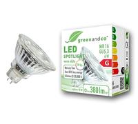 greenandco Ampoule LED MR16 GU5.3 | CRI 90+ | 6W 380 lm | 3000K blanc chaud | 36° | 12V AC/DC | non dimmable