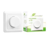 greenandco gc-200 Variateur encastré | pour LED et halogène | 1-200 watts | convient aussi pour les ampoules traditionnelles et pour les circuits va-et-vient | blanc