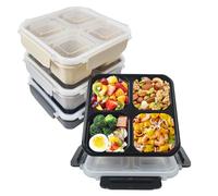 greenandlife Lot de 4 Bento Lunch Box, 4 compartiments, réutilisables pour la préparation des repas, Boite Repas pour Enfants Adultes, pour Micro-onde Lave-vaisselle