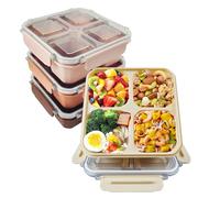 greenandlife Lot de 4 Bento Lunch Box, 4 compartiments, réutilisables pour la préparation des repas, Boite Repas pour Enfants Adultes, pour Micro-onde Lave-vaisselle