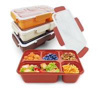 greenandlife Lot de 4 Bento Lunch Box, 5 compartiments, réutilisables pour la préparation des repas, Boite Repas pour Enfants Adultes, pour Micro-onde Lave-vaisselle