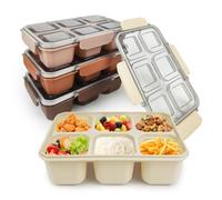 greenandlife Lot de 4 Bento Lunch Box, 6 compartiments, réutilisables pour la préparation des repas, Boite Repas pour Enfants Adultes, pour Micro-onde Lave-vaisselle