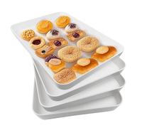 greenandlife Plateau de Service, 4PCS Plateaux Réutilisables pour Manger, Plateau Plastique 40 x 28 cm, Présentoir à Gâteaux pour Snacks, Biscuit, Plateau Aperitif pour petit déjeuner, Buffets, Fêtes