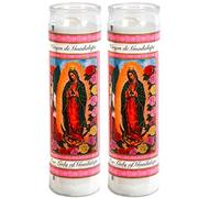 Greenbier Lot de 2 bougies de prière - Dame de Guadalupe - Idéales pour les veillées et les prières du sanctuaire - Lot de bougies en verre non parfumées - Bougies en pot - Pour dévotion, spirituel