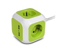 Bloc multiprise - Magic Cube - GB118 - 4 prises - 2 USB - 1.4m Vert