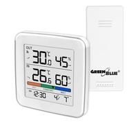 GreenBlue Station météo sans fil GB169 – Temp. int./ext., Humidité, Horloge/Alarme, LCD, Portée 60 m
