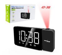 GreenBlue GB172 Radio-réveil LED avec projecteur FM Noir USB