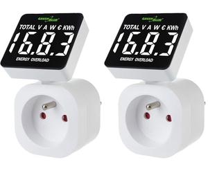 GreenBlue GB620 Compteur d'énergie wattmètre 16A, max.3680W mémoire secondaire (Prise E française) (Lot de 2)