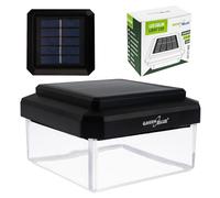 GreenBlue Lampe Solaire LED pour Poteau 100x100 mm, Noir, Plastique, Blanc Chaud 3200K, 8 Lumens, Capteur Crépusculaire, GB128 WW